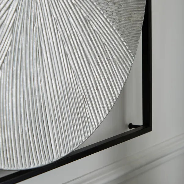 Luxe Ribbed Silver Wall Clock