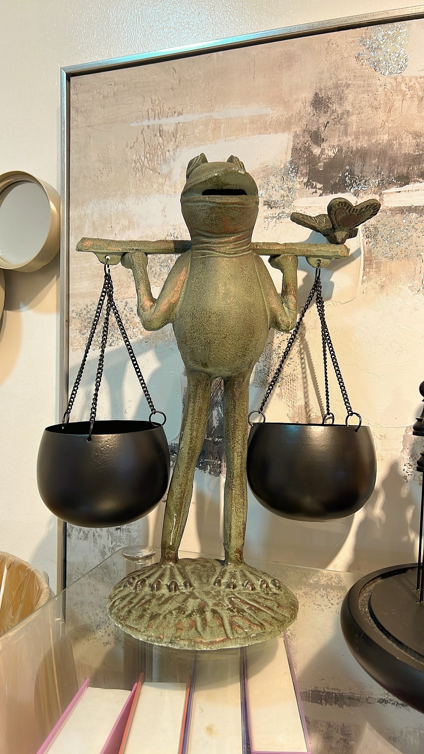 Grey Patina Metal Frog Ornament
