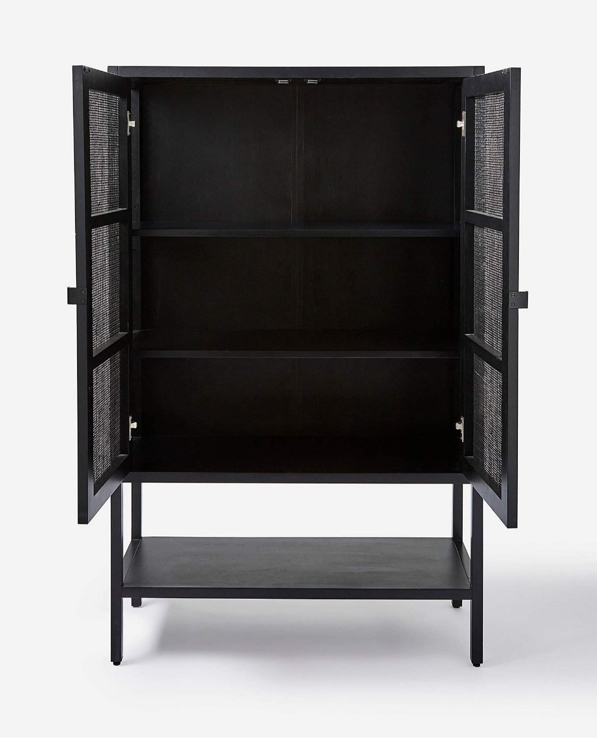Black Rattan Decorative Cabinet