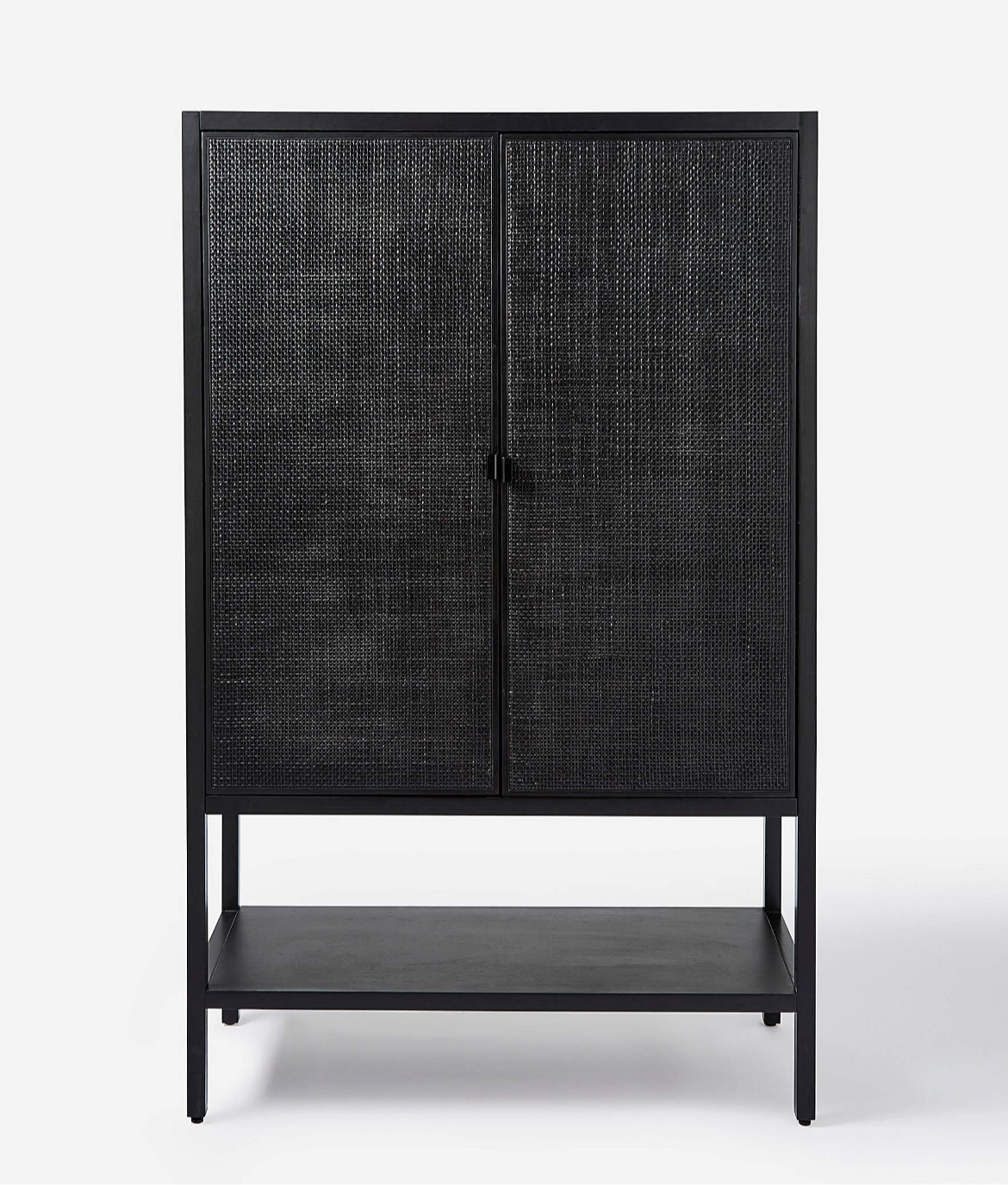 Black Rattan Decorative Cabinet