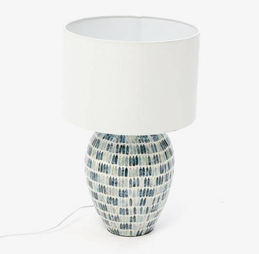 Green & White Capiz Table Lamp