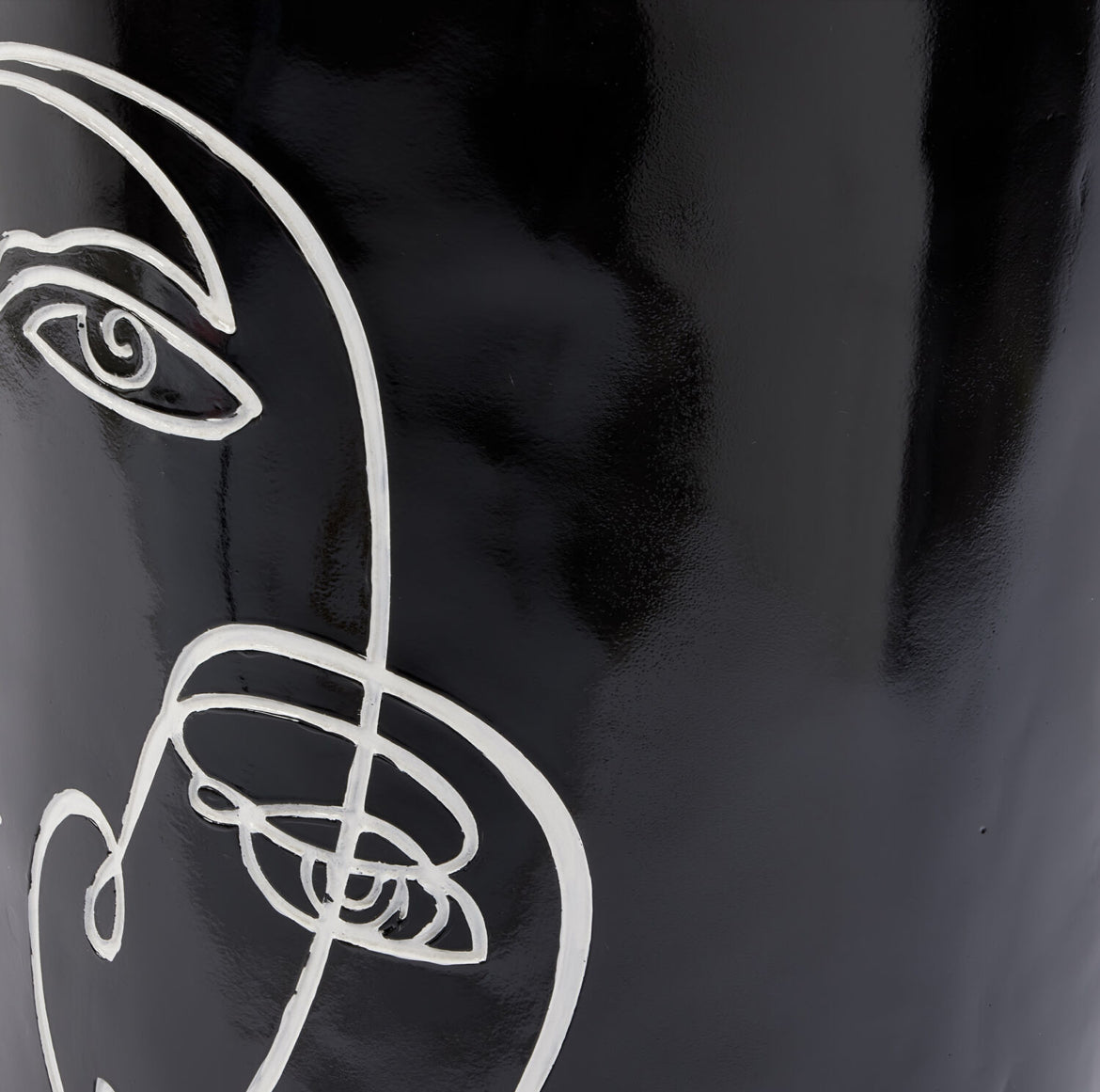 Black Abstract Face Resin Vase