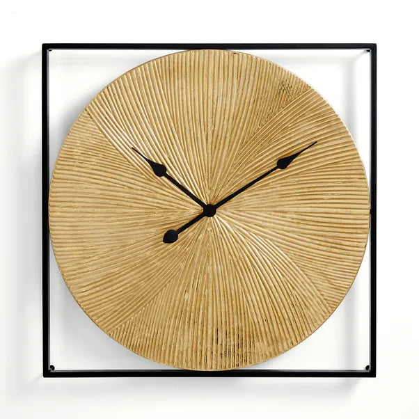 Luxe Ribbed Metal Wall Clock