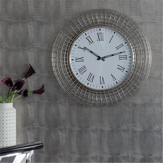 Silver Tone Caged Wall Clock