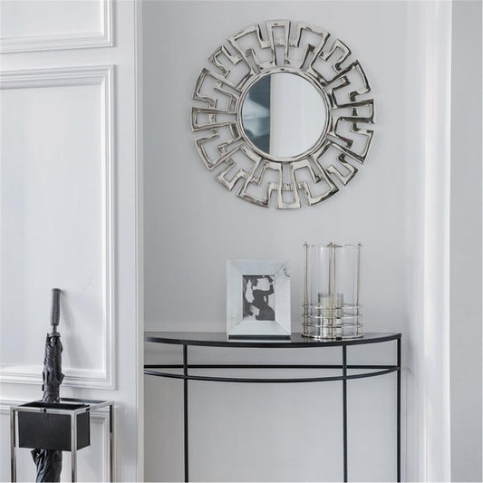 Silver Tone Decorative Round Mirror