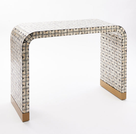 Black & Silver Tone Capiz Console Table