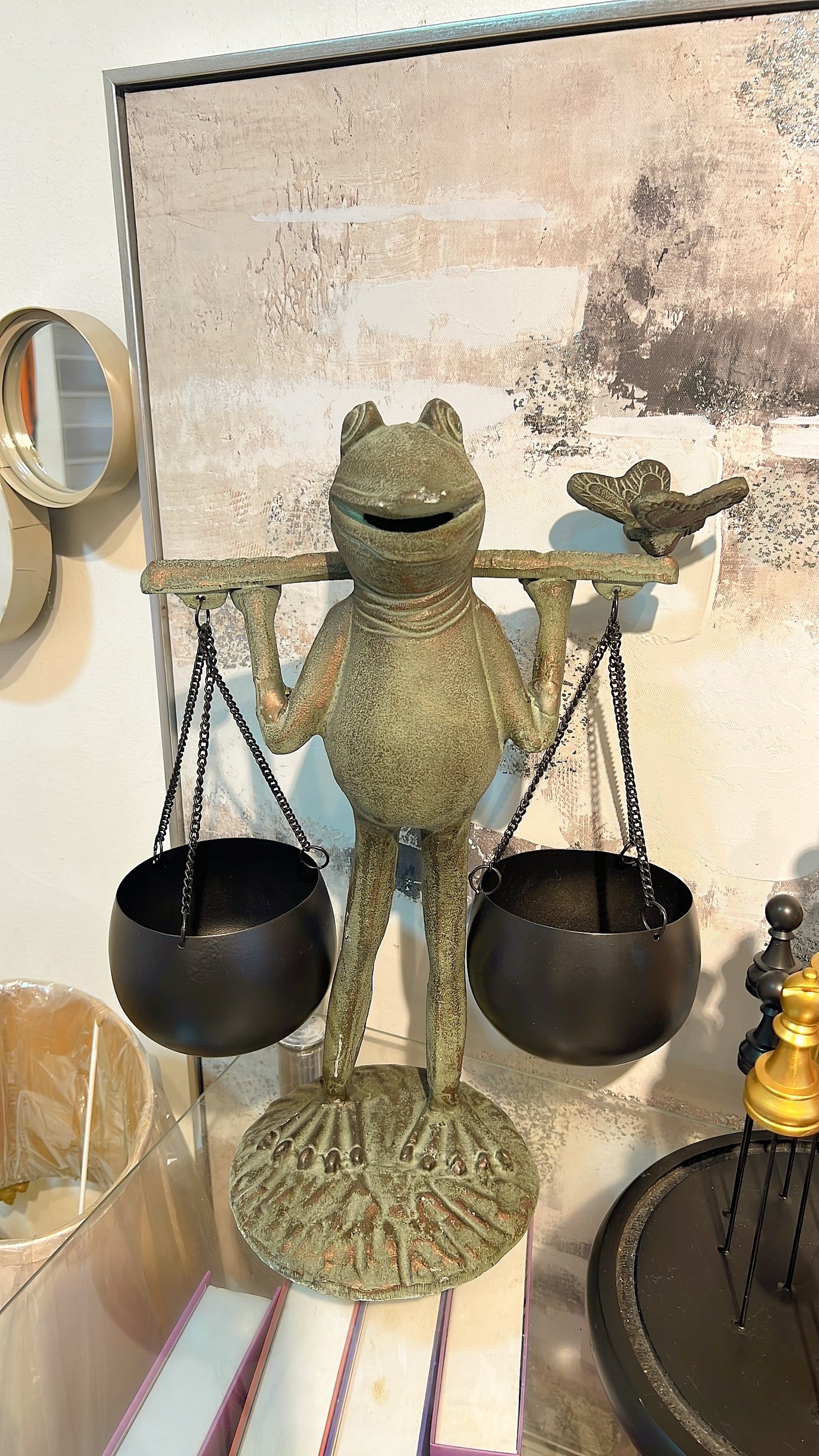 Grey Patina Metal Frog Ornament