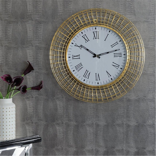 Gold Tone Caged Wall Clock