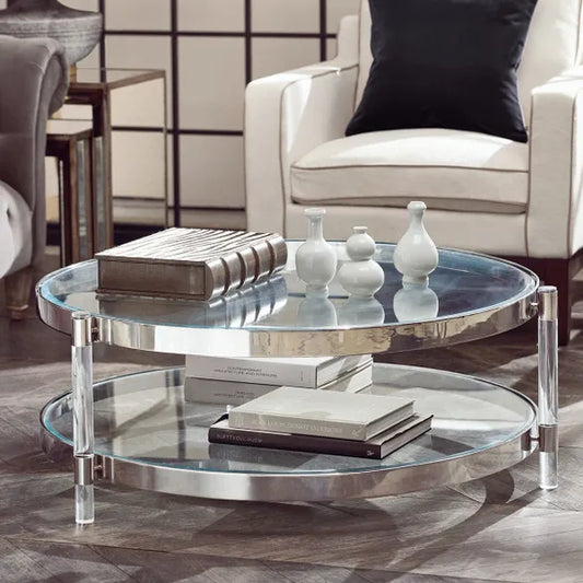 Acrylic & Silver Round Coffee Table