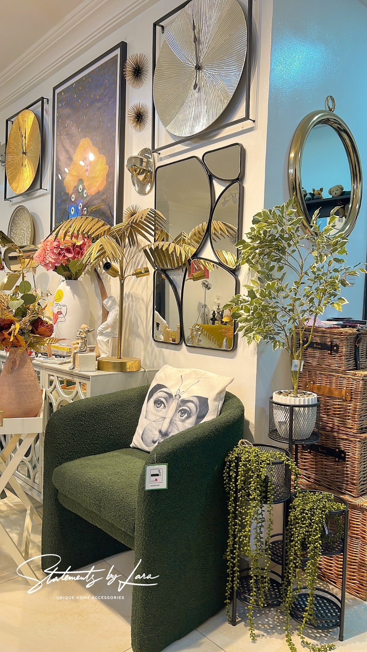 Green Boucle Accent Chair
