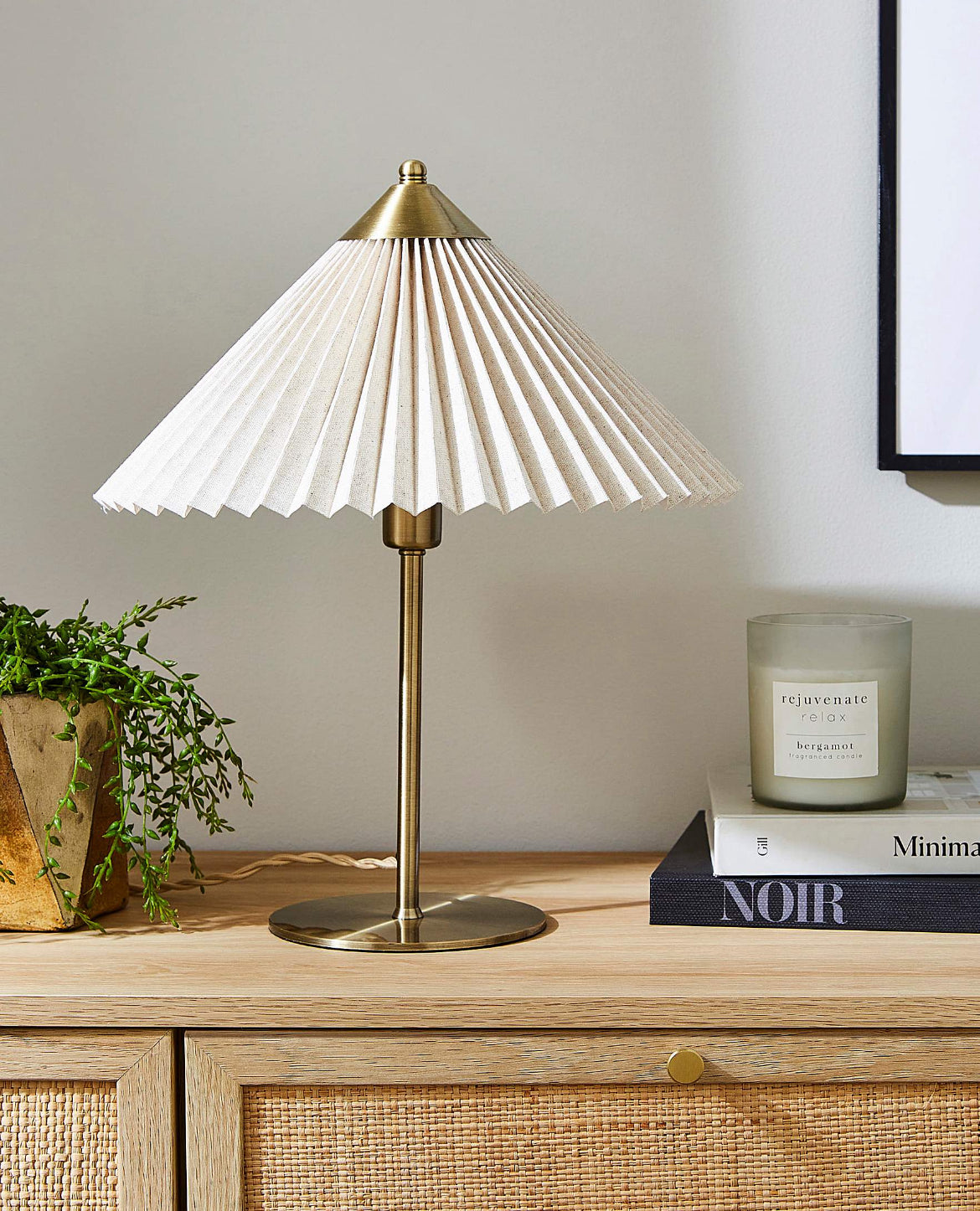 Pleated Antique Gold Table Lamp